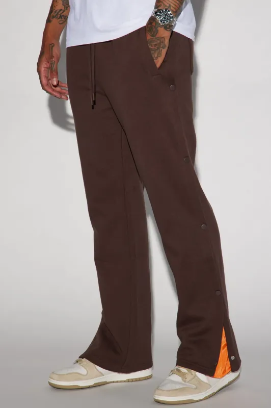 Tyson Snap Straight Sweatpant - Dark Brown sold by Fashion Nova