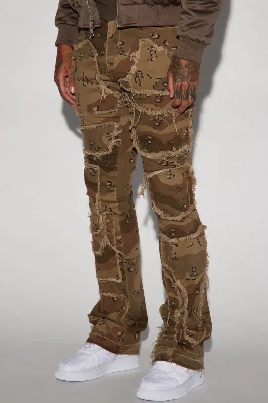 Patch It Up Stacked Skinny Flare Pants - Camouflage sold by Fashion Nova