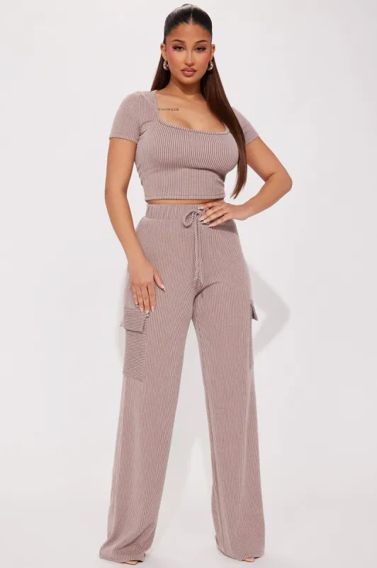 Nobody Like Me Short Sleeve Pant Set - Mocha sold by Fashion Nova