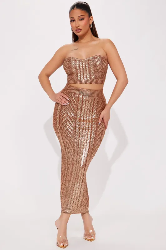 Gold Star Metallic Skirt Set - Gold sold by Fashion Nova