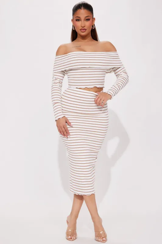 Lizzy Striped Skirt Set - White/combo sold by Fashion Nova