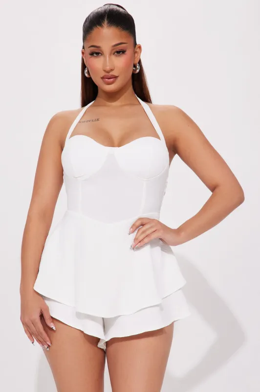 Marilyn Romper - White sold by Fashion Nova