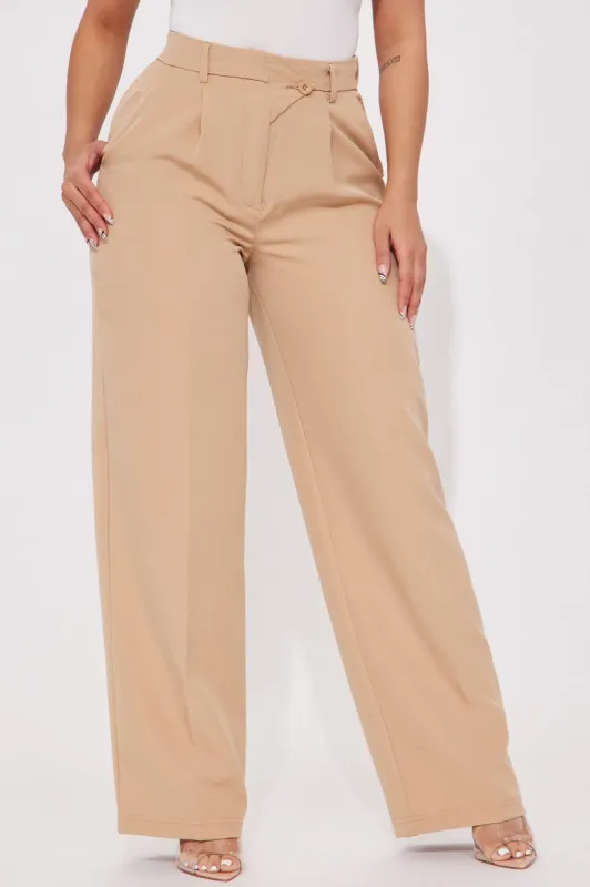 Trisha Wide Leg Trouser - Tan sold by Fashion Nova