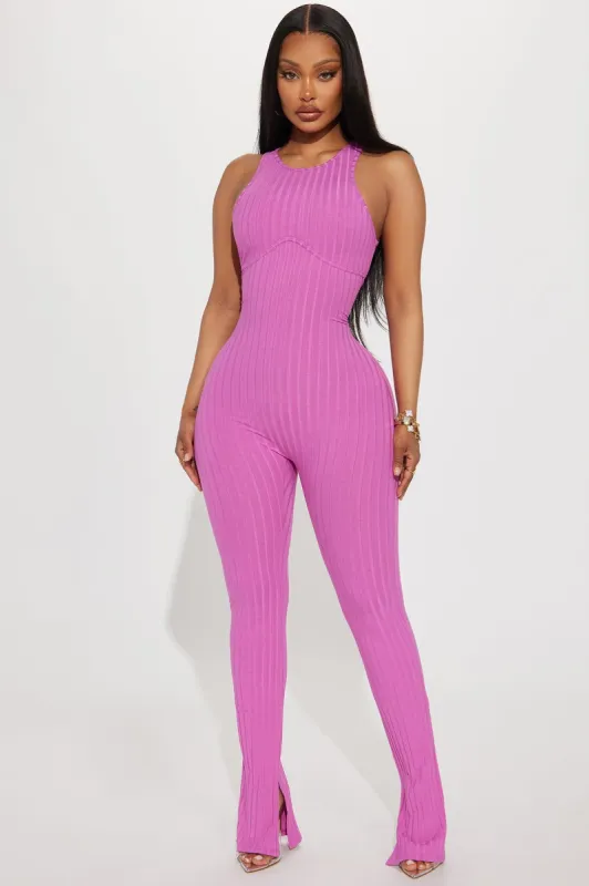 All Or Nothing Ribbed Jumpsuit - Magenta sold by Fashion Nova