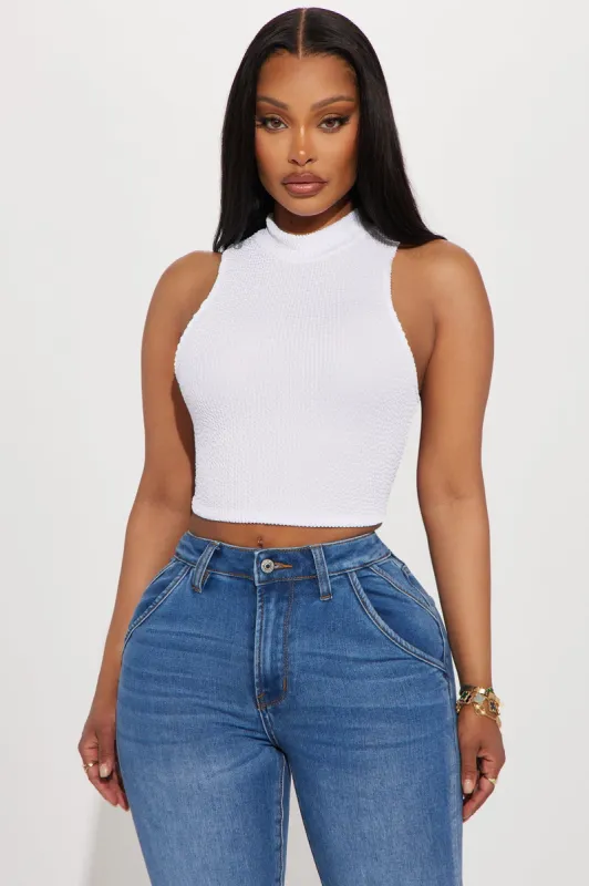 Heather High Neck Tank Top - White sold by Fashion Nova