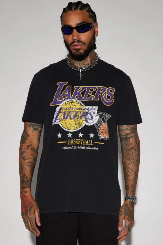 Lakers Step Back Short Sleeve Tee - Black sold by Fashion Nova