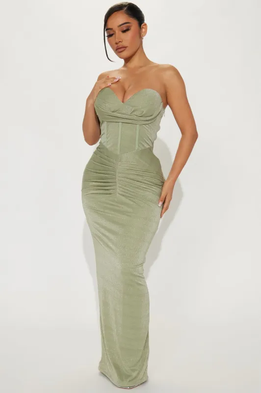 Sexy Encounter Glitter Maxi Dress - Mint sold by Fashion Nova