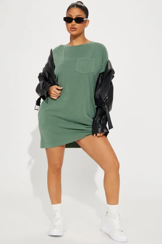 Krystal T-Shirt Dress - Green sold by Fashion Nova