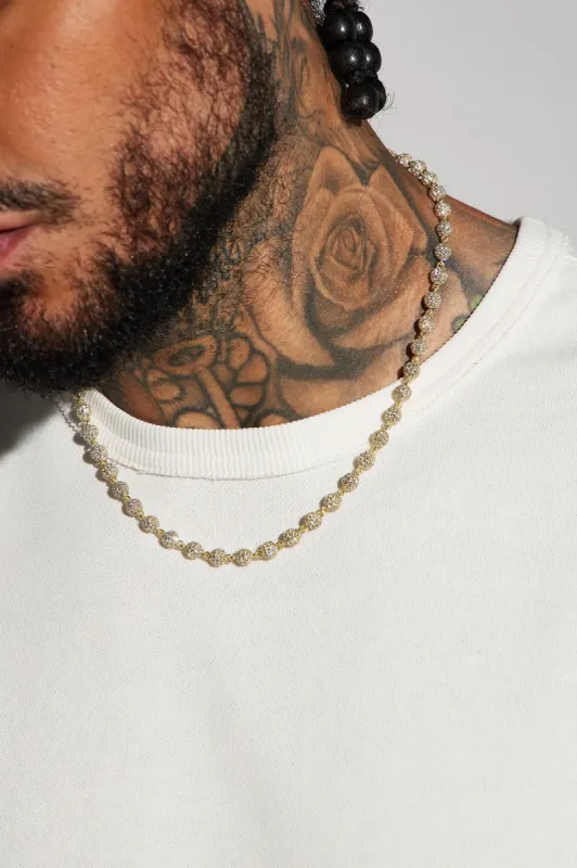 Iced Out Ball Chain Necklace - Gold sold by Fashion Nova