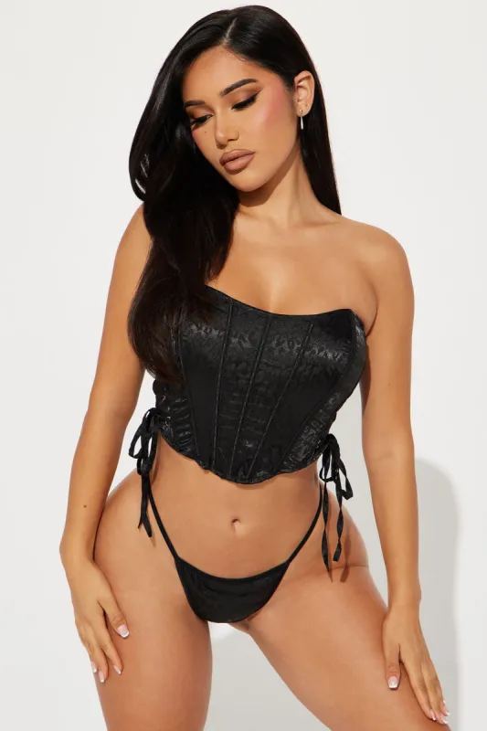 Bella Noche Lace Up Corset Set - Black sold by Fashion Nova