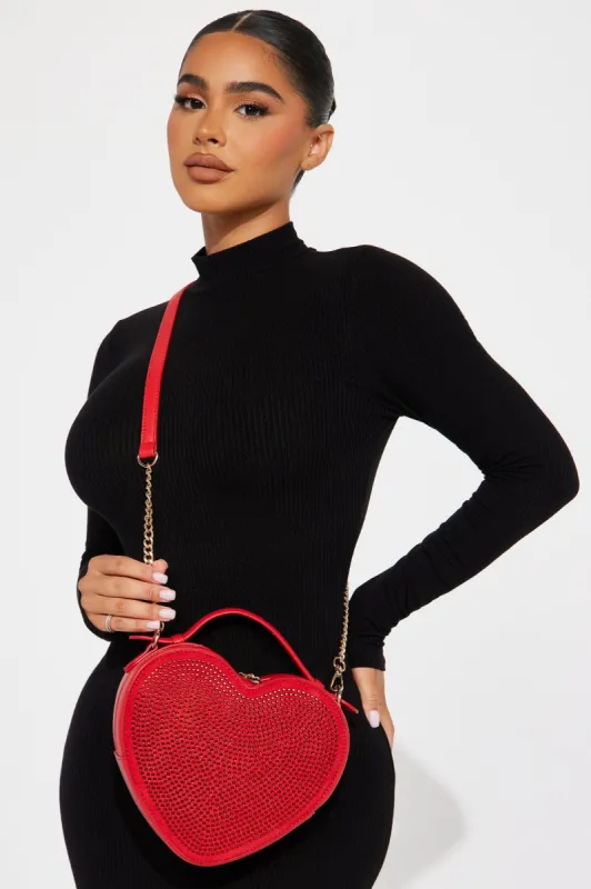 Flashy Heart Crossbody Bag  - Red sold by Fashion Nova