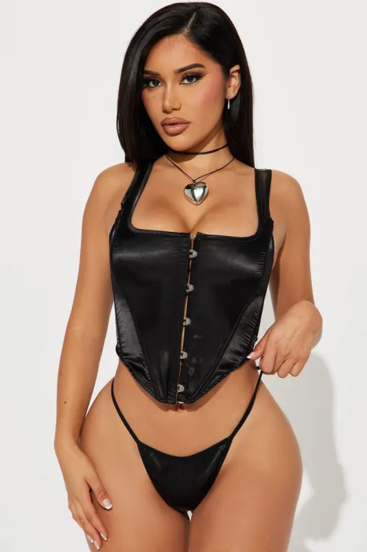 Amore Mio Satin Corset Set - Black sold by Fashion Nova