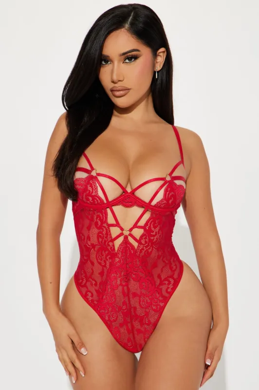 You Love Me Lace Teddy - Red sold by Fashion Nova