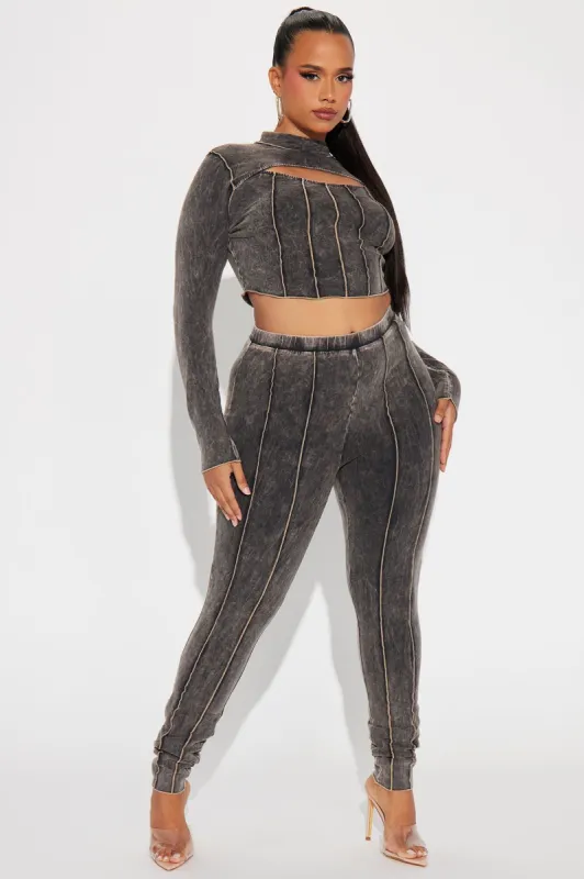 Bianca Mineral Wash Legging Set - Black sold by Fashion Nova