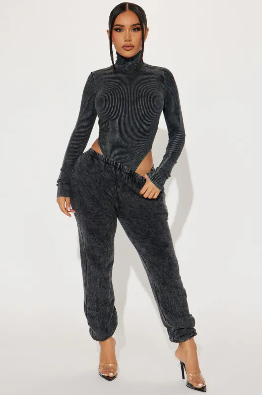 Never Again Mineral Wash Jogger Set - Black sold by Fashion Nova