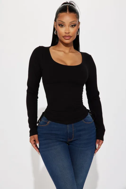 Jamie Ruched Top - Black sold by Fashion Nova