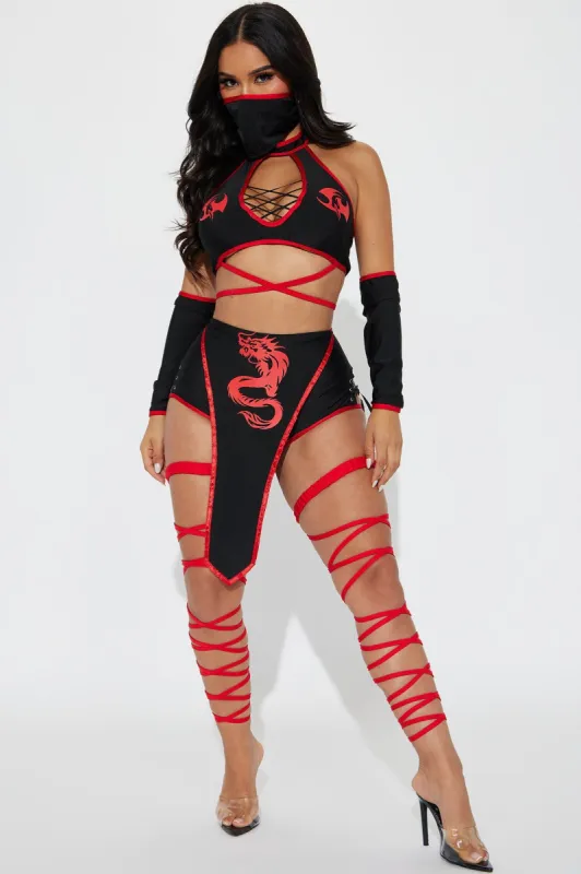 Silent Assassin 6 Piece Costume Set - Black/Red sold by Fashion Nova