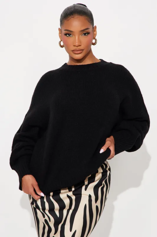On Wednesdays Pullover Sweater - Black made by Fashion Nova