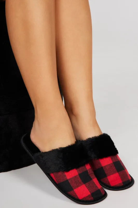 Home For Christmas Slippers - Black/Red sold by Fashion Nova