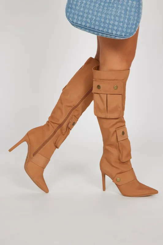 The OG Trendsetter Knee High Heeled Boots - Camel sold by Fashion Nova