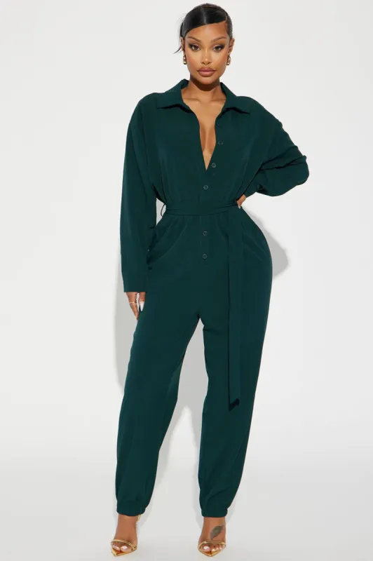 All Fax Jumpsuit - Hunter sold by Fashion Nova