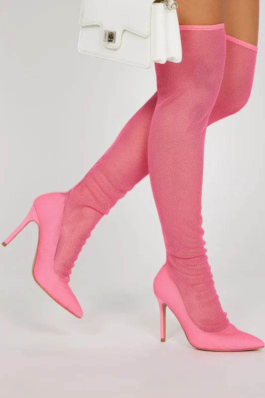 Forever A Babe Over The Knee Heels - Pink sold by Fashion Nova