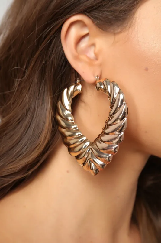 Rain Drop Tear Drop Hoop Earrings - Gold sold by Fashion Nova