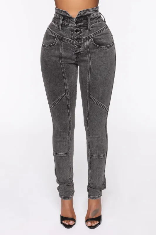 Cross The Line High Rise Skinny jeans - Black Wash sold by Fashion Nova