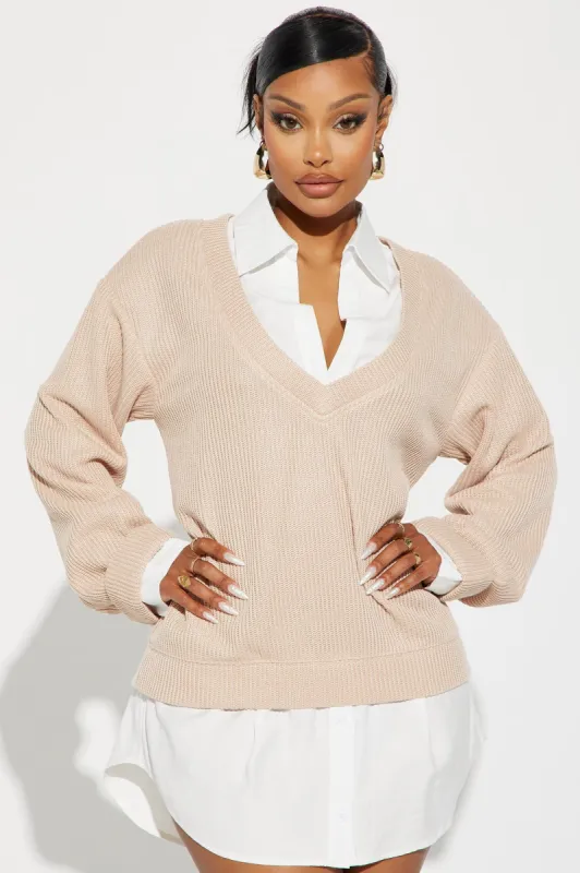 Gianna Sweater Mini Dress - Taupe sold by Fashion Nova