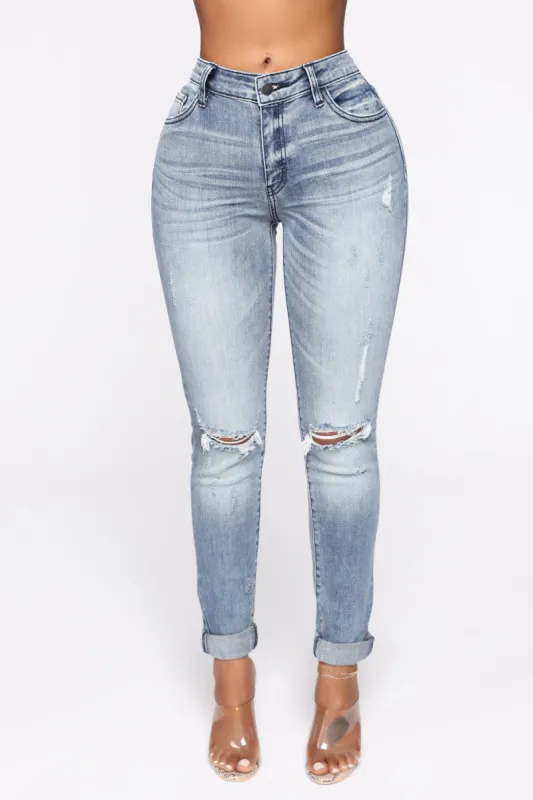 Bianca High Rise Distressed Skinny Jeans - Medium Blue Wash sold by Fashion Nova