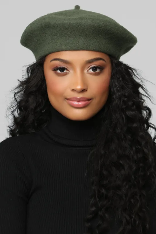 Beauty And The Babe Beret - Olive sold by Fashion Nova