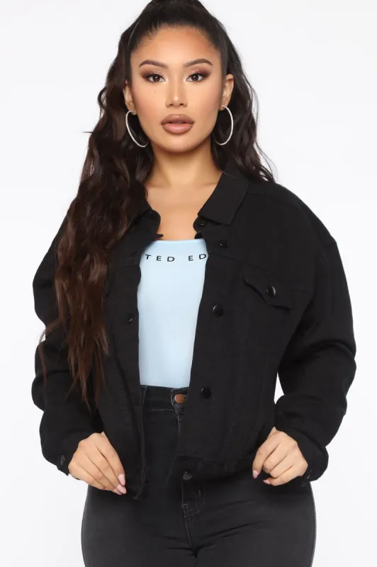 Cutting You off Denim Jacket - Black sold by Fashion Nova
