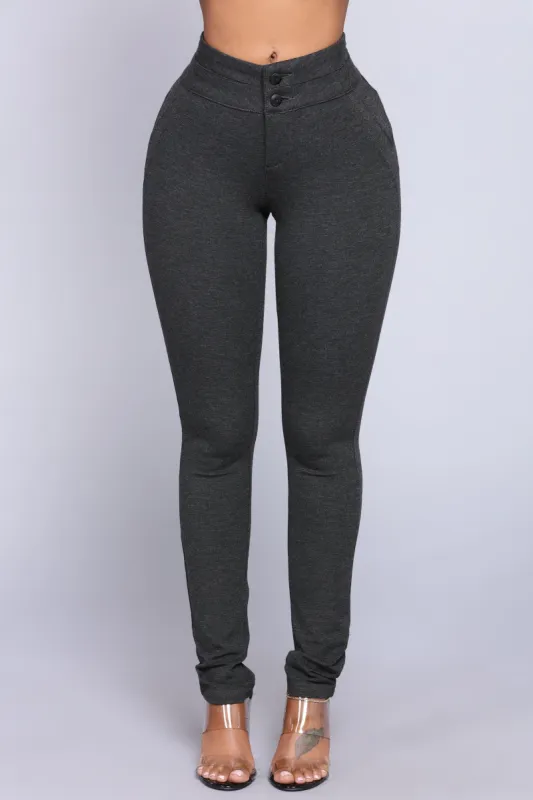 Carly Booty Lifting Leggings - Charcoal sold by Fashion Nova