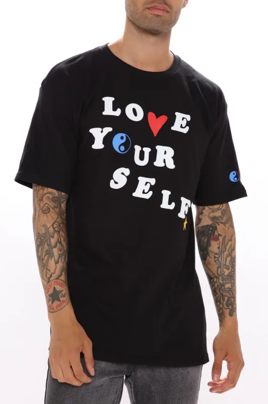 Love Yourself Short Sleeve Tee - Black/combo sold by Fashion Nova