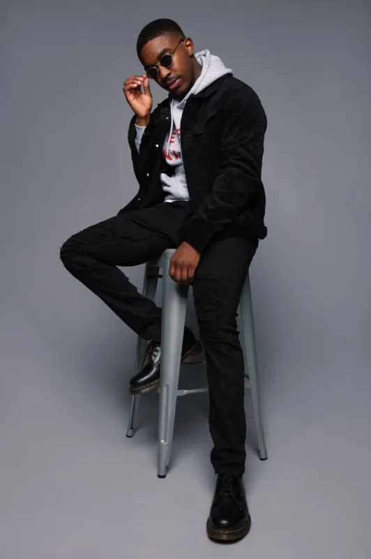 Corduroy Trucker Jacket - Black sold by Fashion Nova