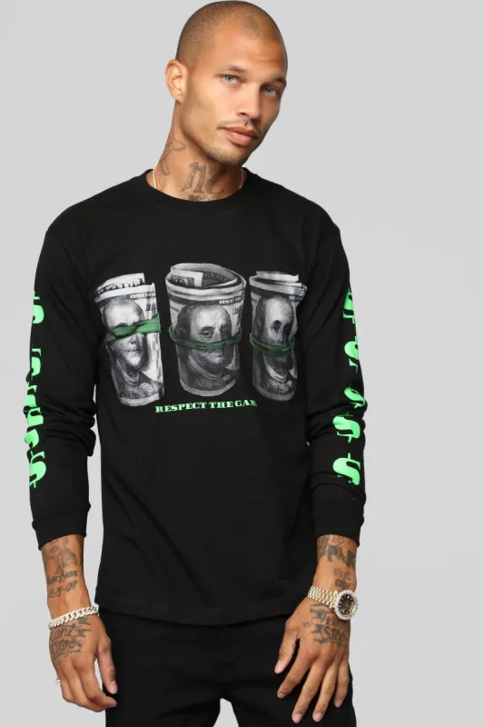 All I See Is Dollar Signs Long Sleeve Tee - Black sold by Fashion Nova