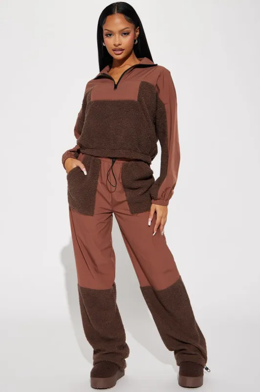 Teddy Jogger Set - Chocolate sold by Fashion Nova