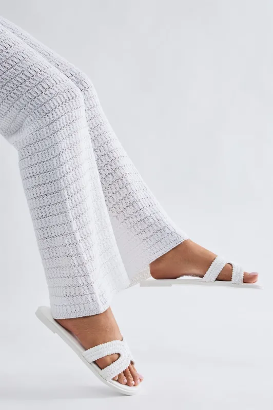 Poolside Babe Flat Sandals - White sold by Fashion Nova