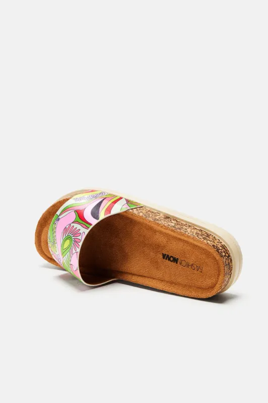 Nice And Easy Casual Slides - Green/combo sold by Fashion Nova