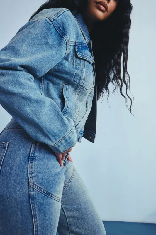 Sierra Tinted Denim Trucker Jacket - Light Wash sold by Fashion Nova