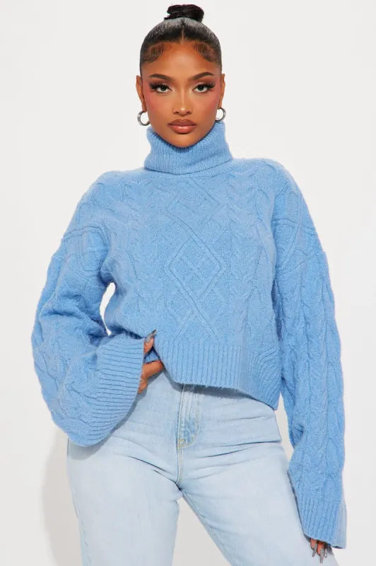Endless Cuddles Cable Knit Sweater - Blue sold by Fashion Nova