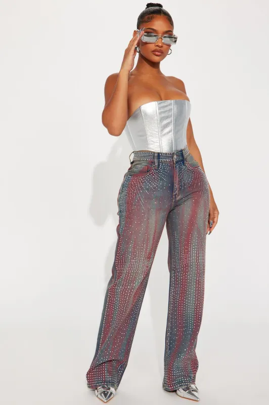 Daydreaming Embellished Straight Leg Jeans - Medium Wash sold by Fashion Nova
