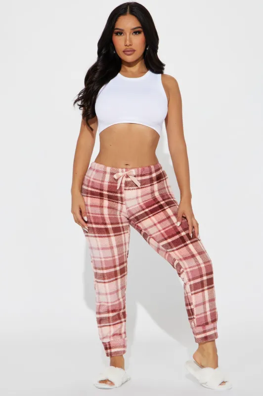 Winter's Best Plush PJ Joggers - Pink/combo sold by Fashion Nova