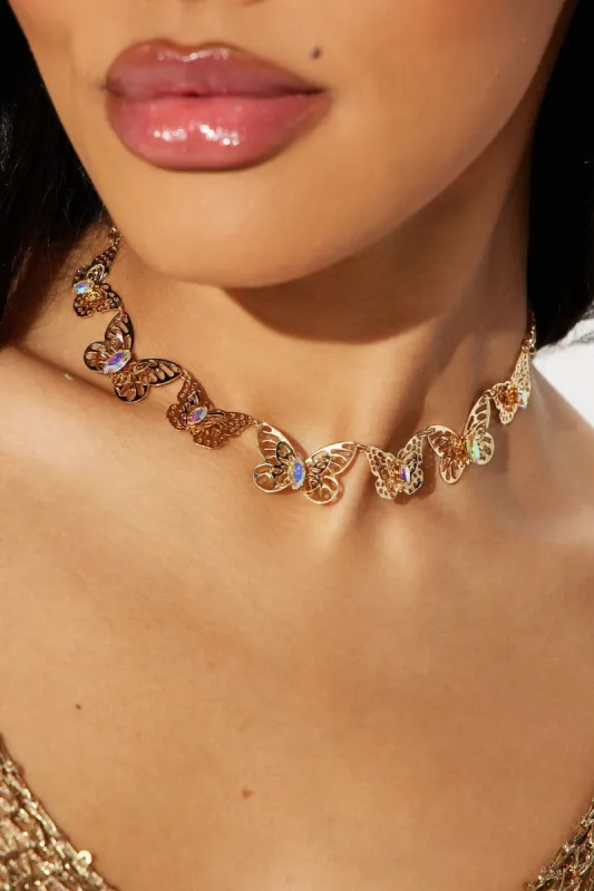 Rare Catch Butterfly Choker - Gold sold by Fashion Nova