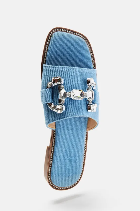 Jojo Flat Sandals - Denim sold by Fashion Nova