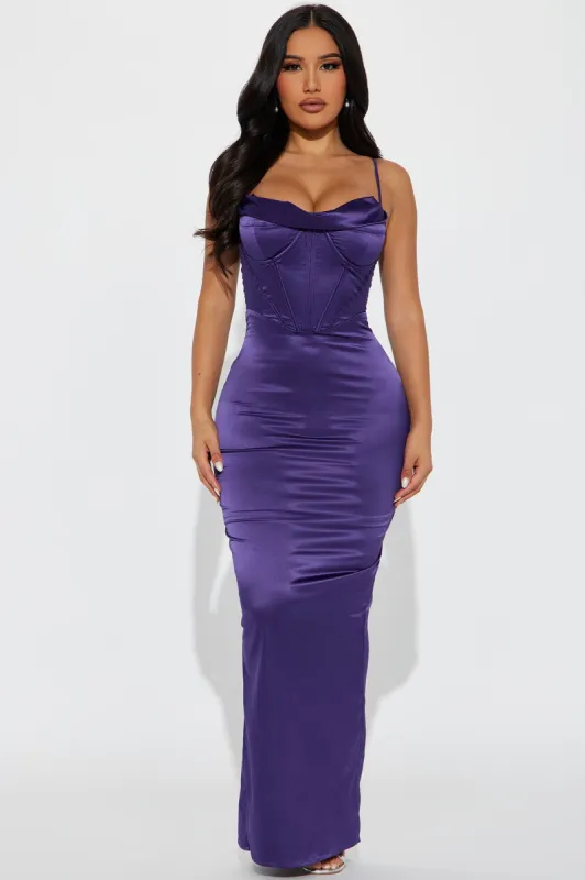 Violet Satin Gown - Purple made by Fashion Nova