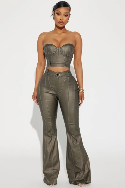 Lola Faux Leather Pant  Set - Bronze sold by Fashion Nova