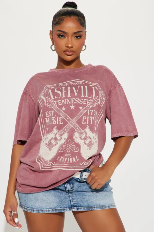 Nashville Music Fest Washed Tshirt - Rust sold by Fashion Nova