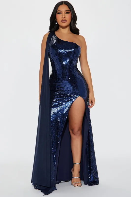 Vivian Sequin Gown - Navy sold by Fashion Nova
