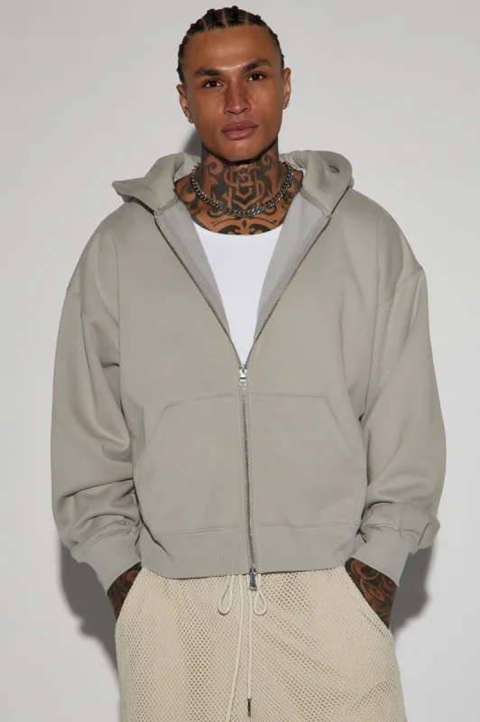 Tyson Heavyweight Zip Up - Grey sold by Fashion Nova